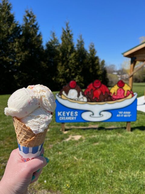 Litle girl holding an ice cream cone